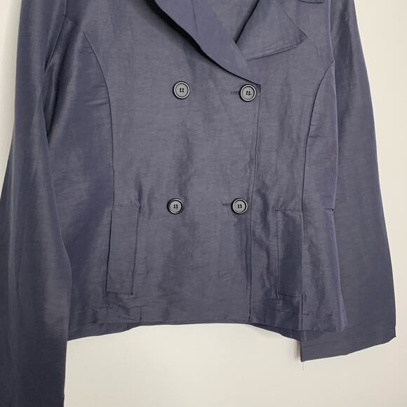 Bryn Walker Blue Linen Blend Boxy Double-Breasted Jacket Womens Large - Picture 4 of 14